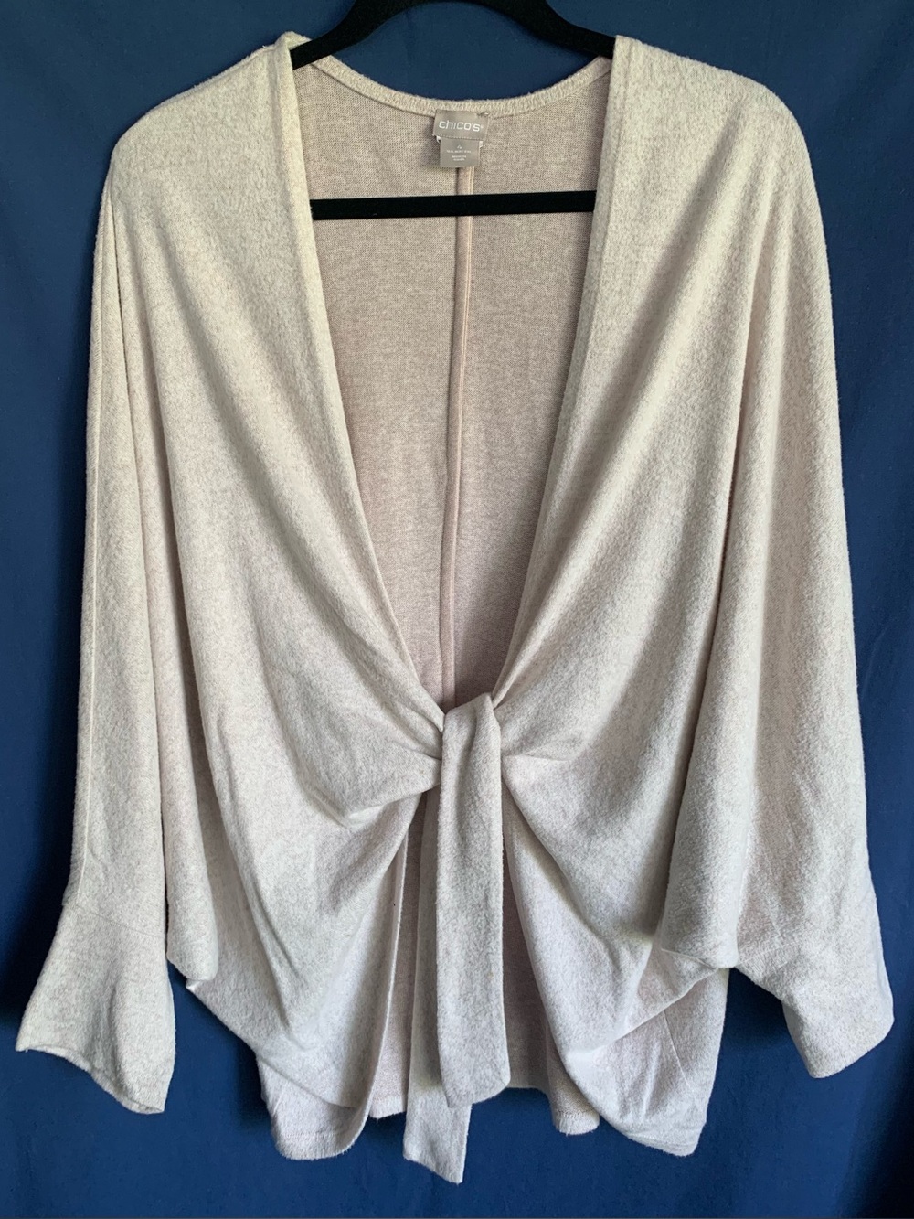 Chico's Cream Knit Tie-Front Women's Batwing/Dolman Balletcore Sweater